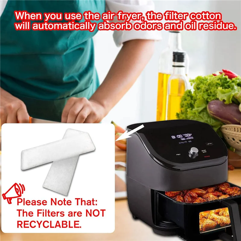 Фото Сменные фильтры TCF-Air Fryer, аксессуары для фильтров, совместимые с мгновенной фритюрницей Vortex Plus 6QT, можно стирать запахом, 32 шт. №2