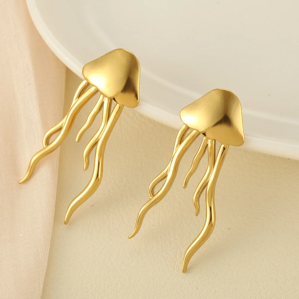 Женские серьги из нержавеющей стали раковина медуза морская серия