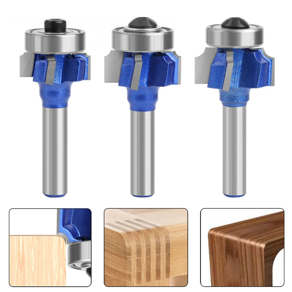 

3 Pcs Milling Cutter R1 R2 R3 Router Bit 4 Teeth 8mm Shank For Edge Trimmer Carpentry Woodworking Trimming Tools Accessories