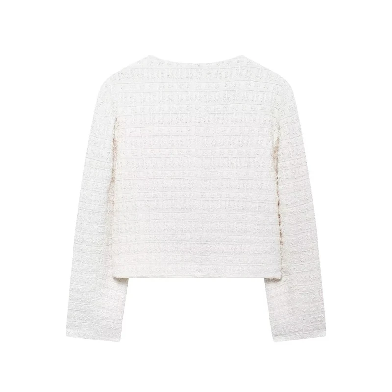 Женская текстурированная блузка RZRA с круглым вырезом и длинным рукавом