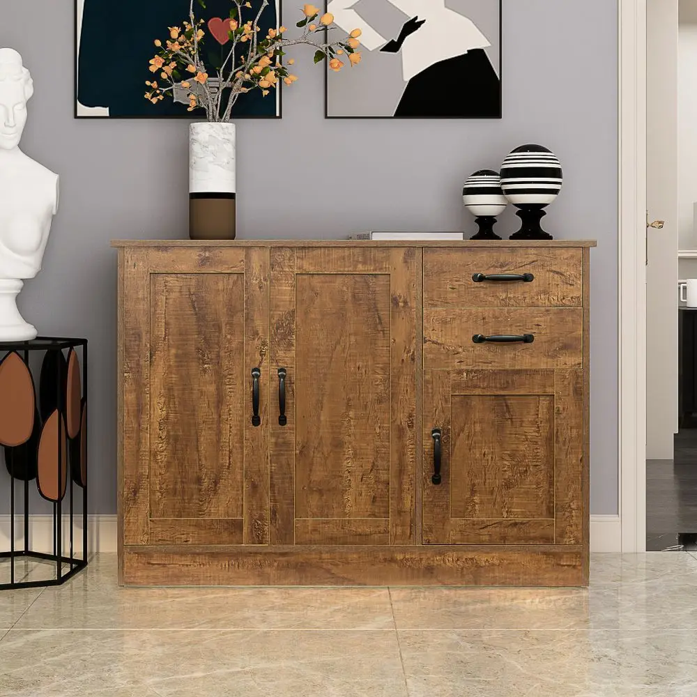 Modern Wooden Buffet Sideboard w/ 1 Storage & 2 Drawers - En