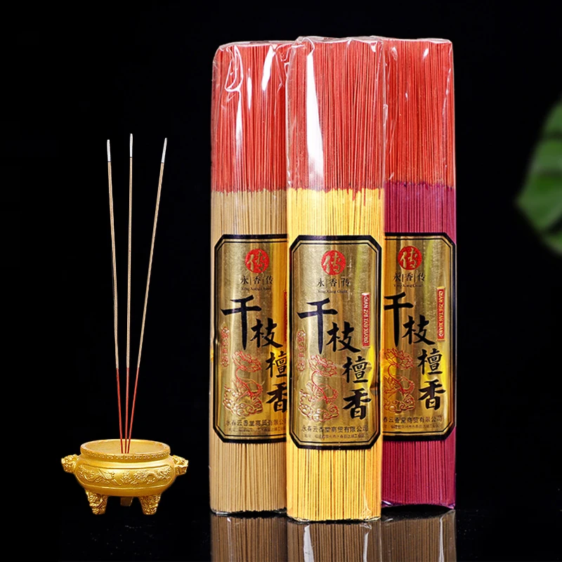 1000 Pieces Sandalwood Bamboo Stick Incense 500g Smokeless Handmade Buddha Worship Incense Sticks Bulk Sale Joss Sticks