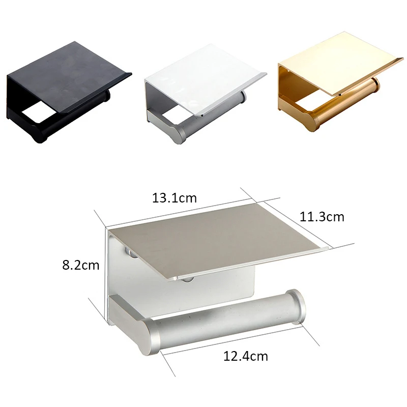 

Aluminum Toilet Paper Holder With Phone Shelf Bathroom Tissue Holder Toilet Paper Roll Holder Bathroom Storage Rack Accessory