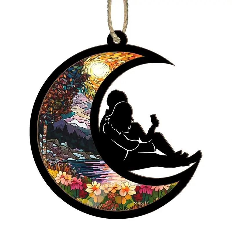 

Rearview Mirror Accessories Couple Love Christmas Tree Ornament 2D Acrylic Light Catcher Car Charm For Rear View Mirror