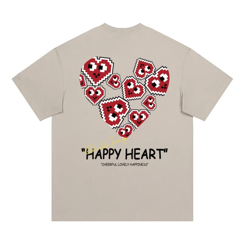 

Play Red Hearts Eye Men Women T-shirt High Quality Embroidery 100% Cotton Unisex O-neck Short-sleeve Tee Summer Couple T Shirt