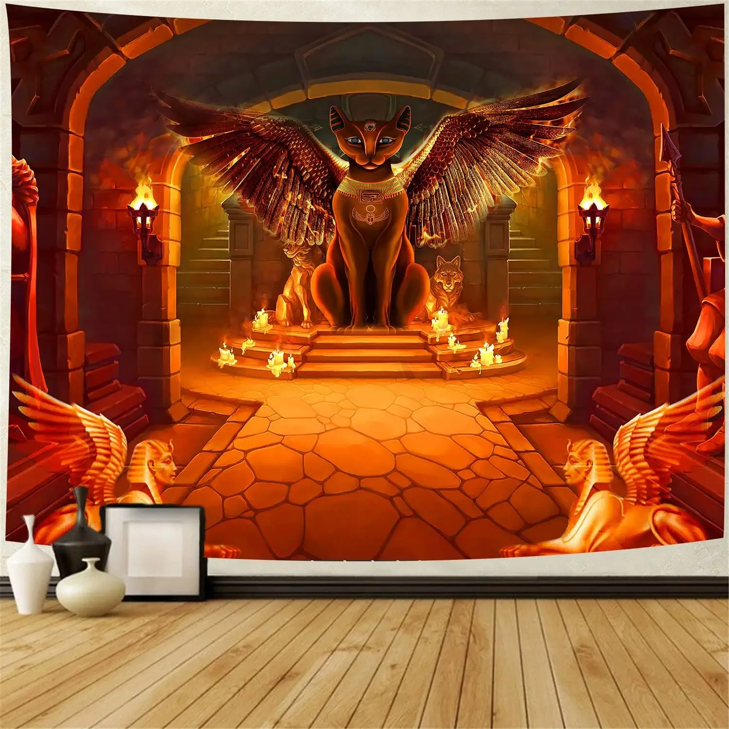 Гобелен в египетском стиле Древняя египетская кошка Бастет богиня Исиды анубис