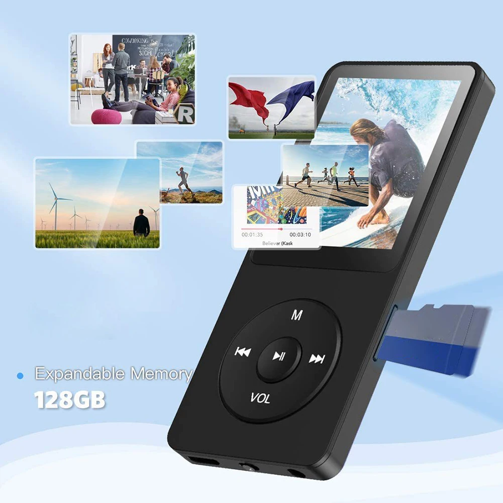 Фото 1,8-дюймовый MP3-плеер Type-C Портативный Walkmen Bluetooth 5.0 Музыкальный плеер Поддержка записи электронных книг Спортивное FM-радио для детей Спорт №3