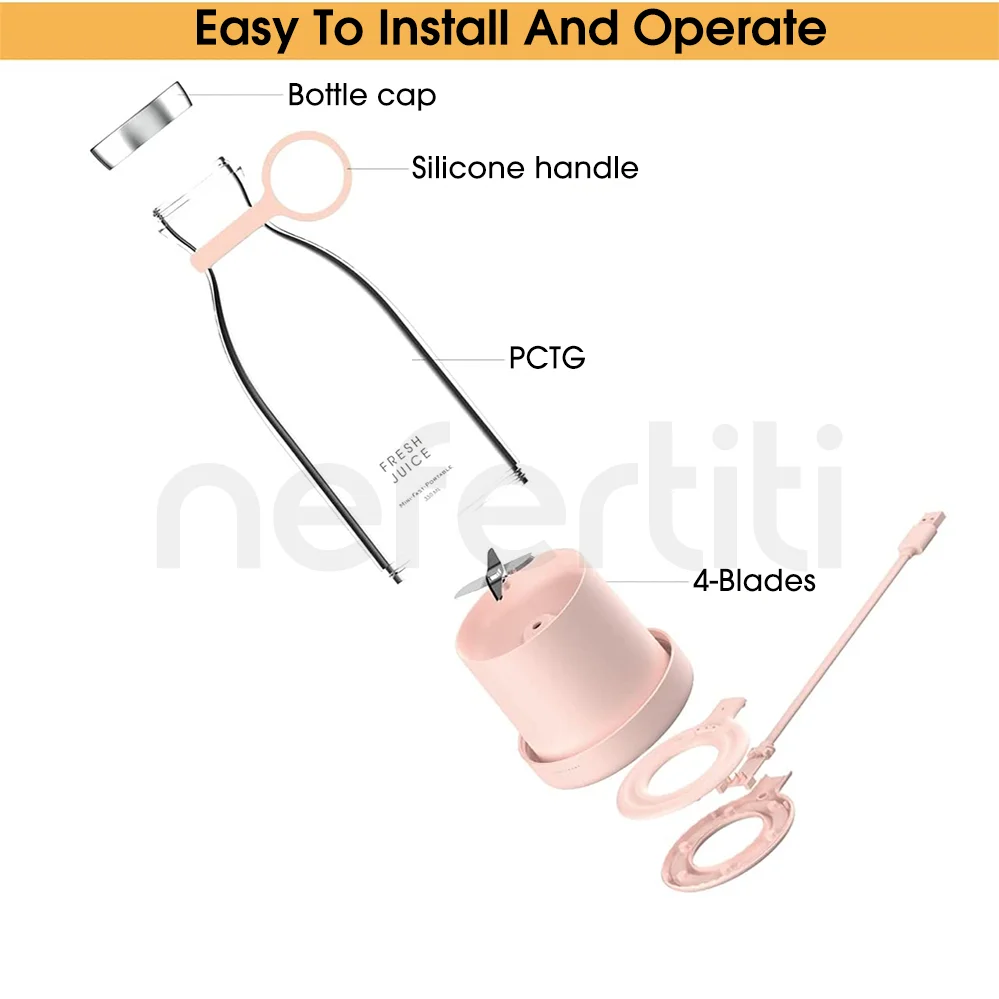 Портативный блендер NEFERTITI 350 мл свежий сок в бутылке Электрический