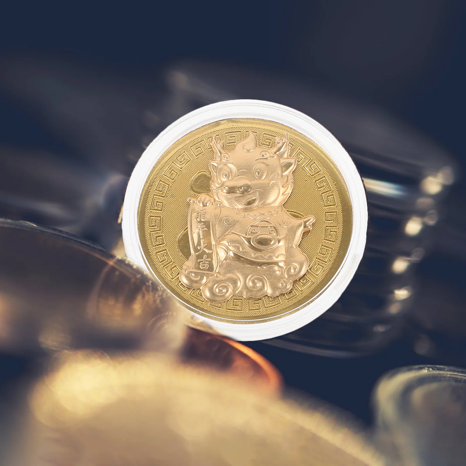 

10 Set of Year of Dragon Coin Decorative 2024 Dragon Coin Commemorative Coin with Bags Decor