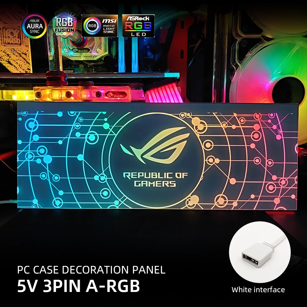 White PC Case Lighting Panel RGB GPU Backplate DIY Side Pane