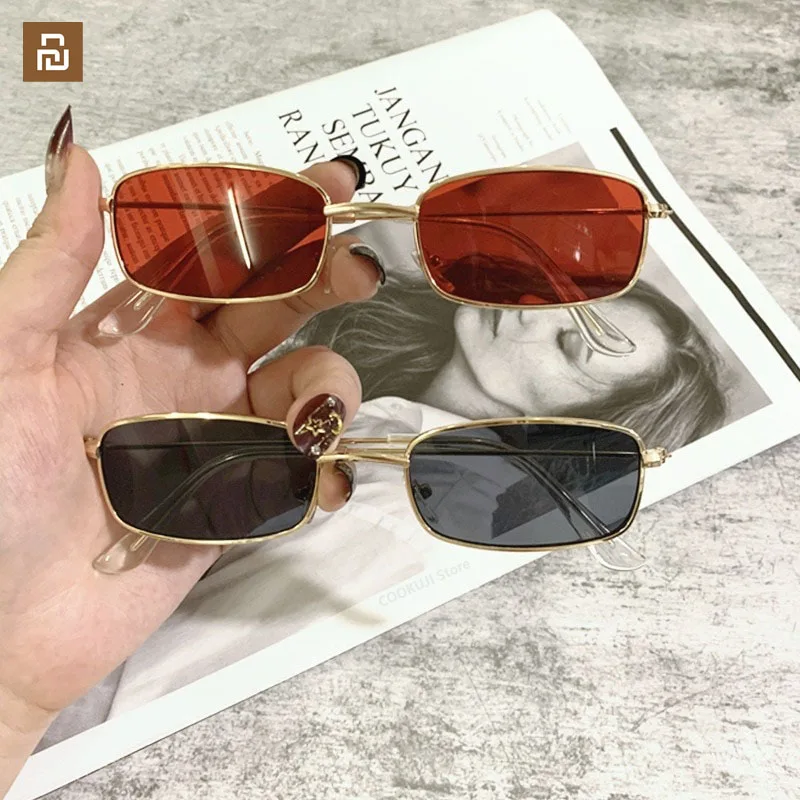 

Youpin Glasses for Women Color Vintege Metal Cat Eye Sunglasses Korea Style Retro UV400 Female Sun Glasses Summer Street Eyewear