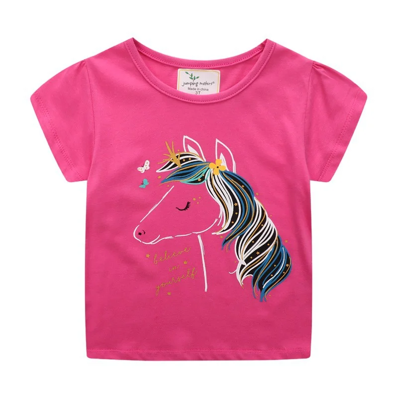 2022 Hot Sell Baby Toddler T Shirt Children's Clothing Short Sleeve Pure Cotton Round-Neck Casual Cartoon Horse 2-7T Breathable