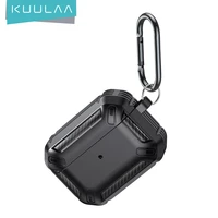 kuulaa carbon fiber cover for apple airpods pro 2 3 case protective case anti shock earphone accessories with keychain hook