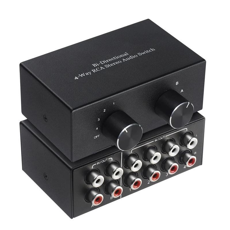 

R/L Stereo Switcher Left And Right Channel Switch 4 In 2 Out / 2 In 4 Out Bidirectional RCA Amplifier Switch Drop Shipping
