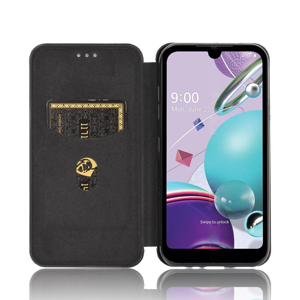 Откидной жесткий ультратонкий кожаный чехол из углеродного волокна для LG Aristo 5