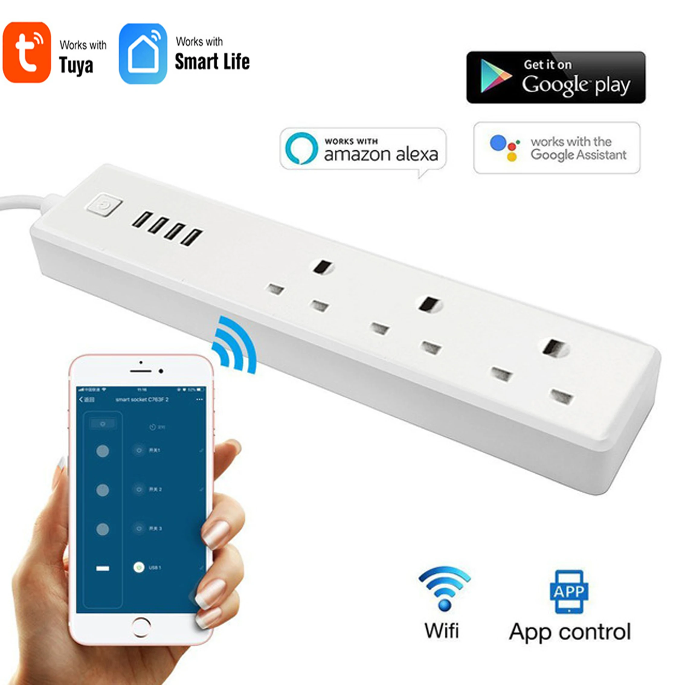 

Умная Сетевая розетка с 4 USB-портами и поддержкой Wi-Fi