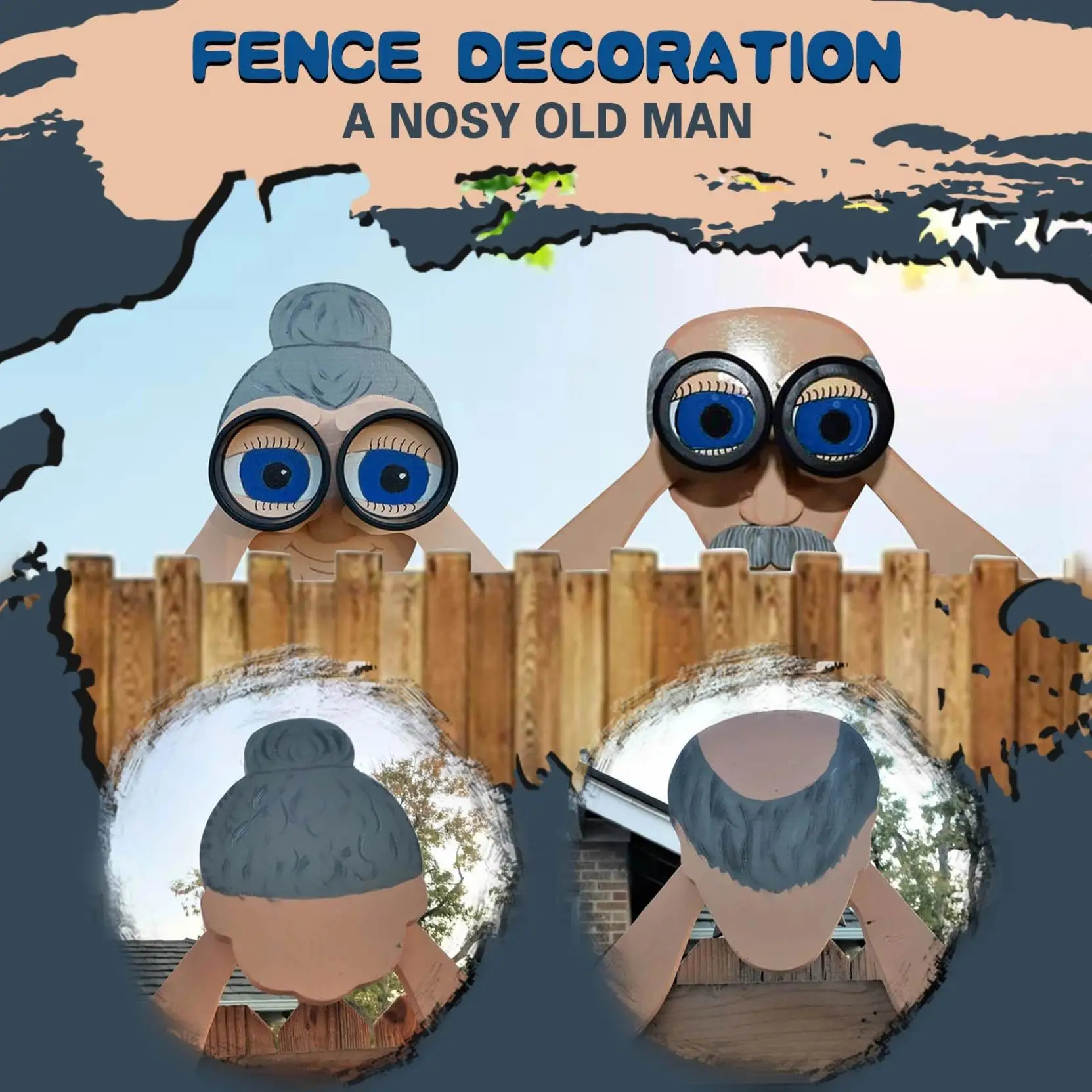 

Nosy Neighbor Couple Fence Decoration Yard Sign Outdoor Garden Fence Sign Spying Yard Art Decor Backyard Lawn Ornaments