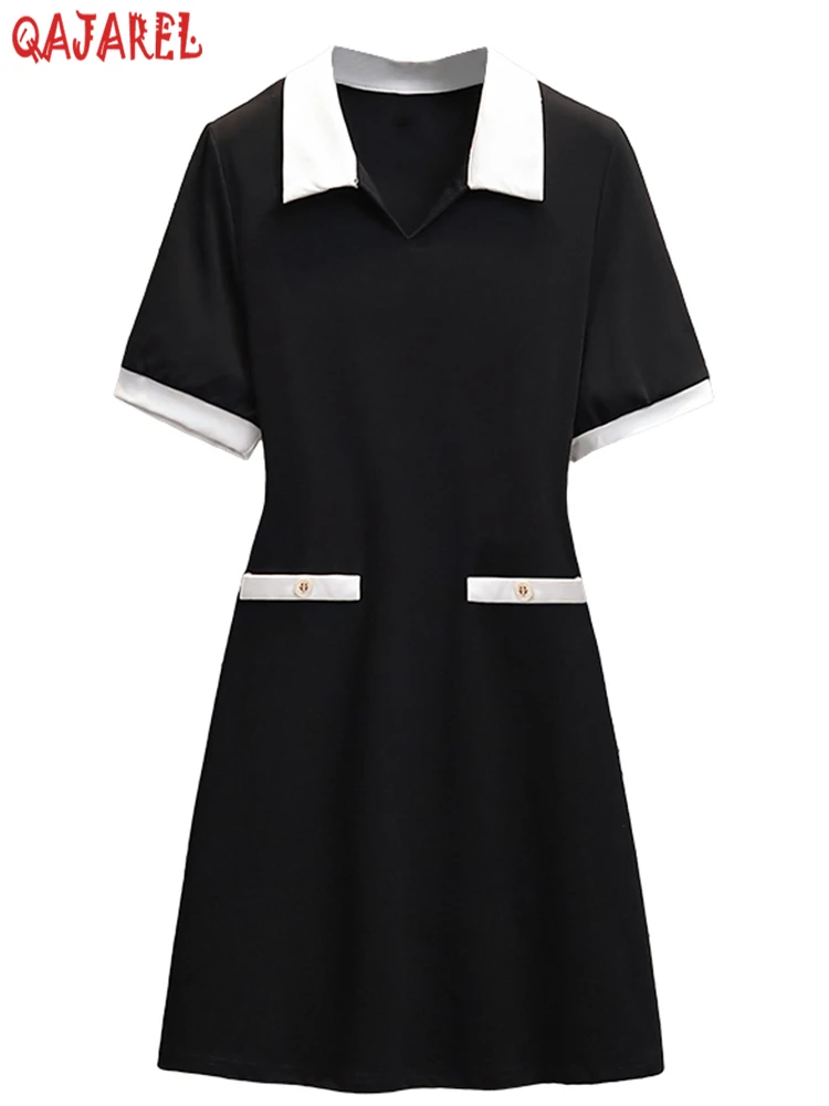 

Женское летнее платье-поло с V-образным вырезом