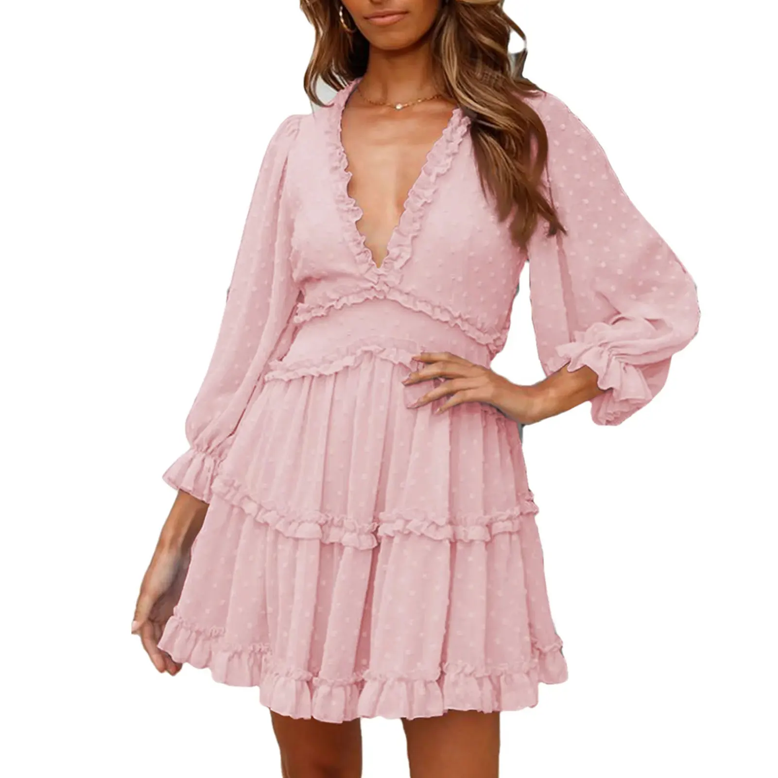 

Женское платье-комбинация из полиэстера с высокой талией и V-образным вырезом