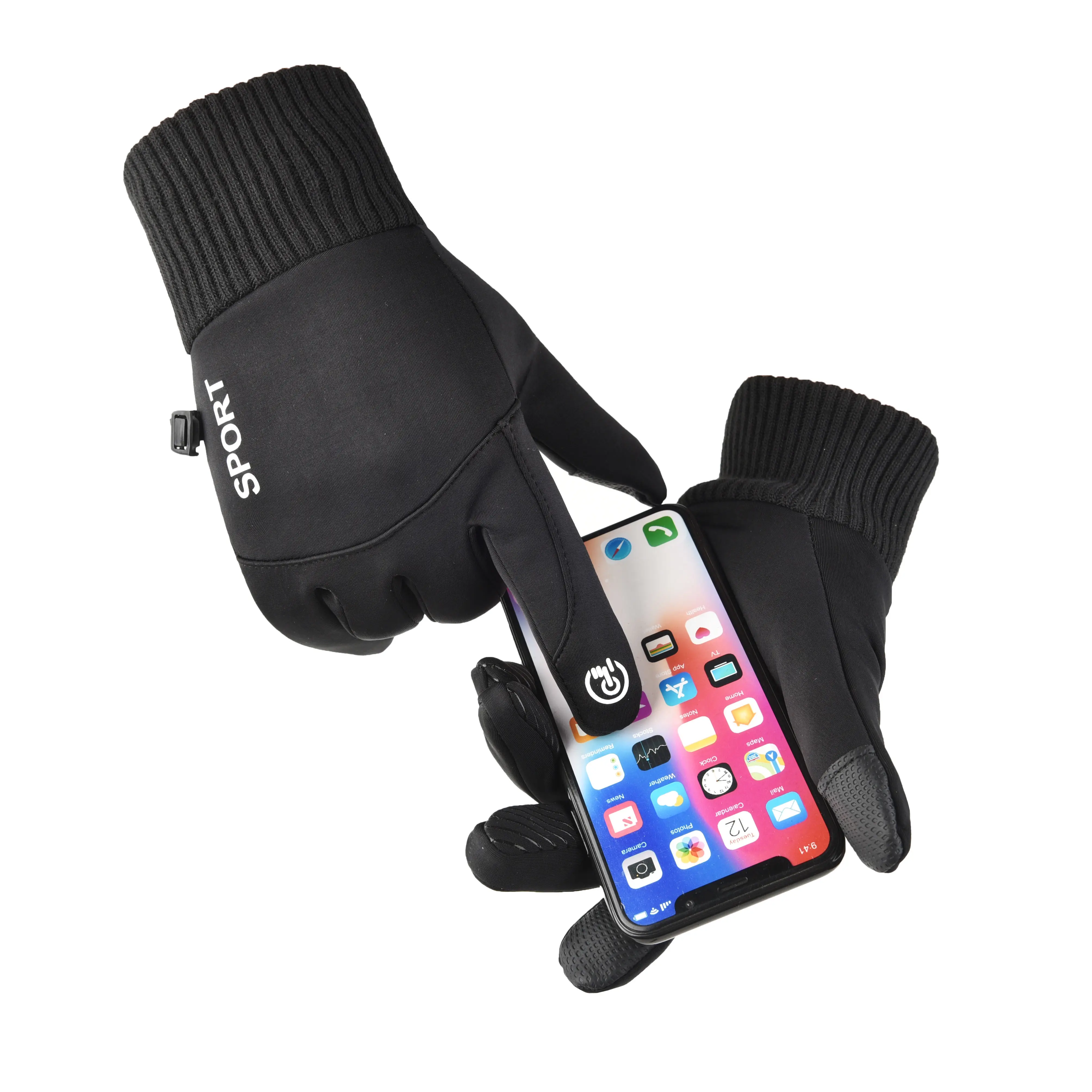Men Winter Waterproof Cycling Gloves Outdoor Sports Running Motorcycle Ski Touch Screen Fleece Non-slip Warm Full Fingers | Спорт и