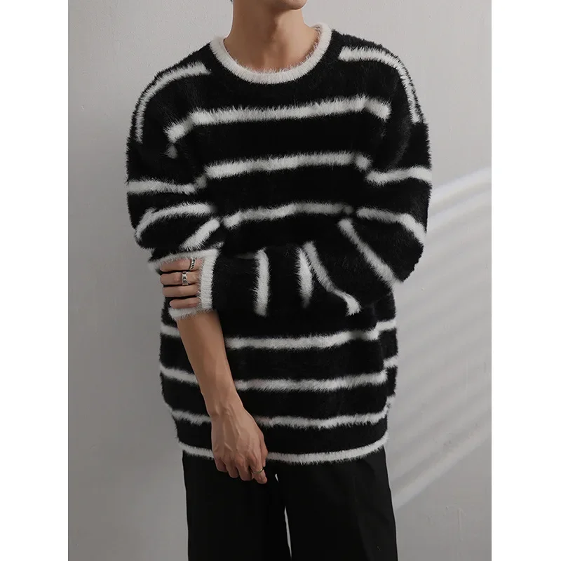 Осенне-зимний полосатый свитер в стиле Idle мужской японский винтажный