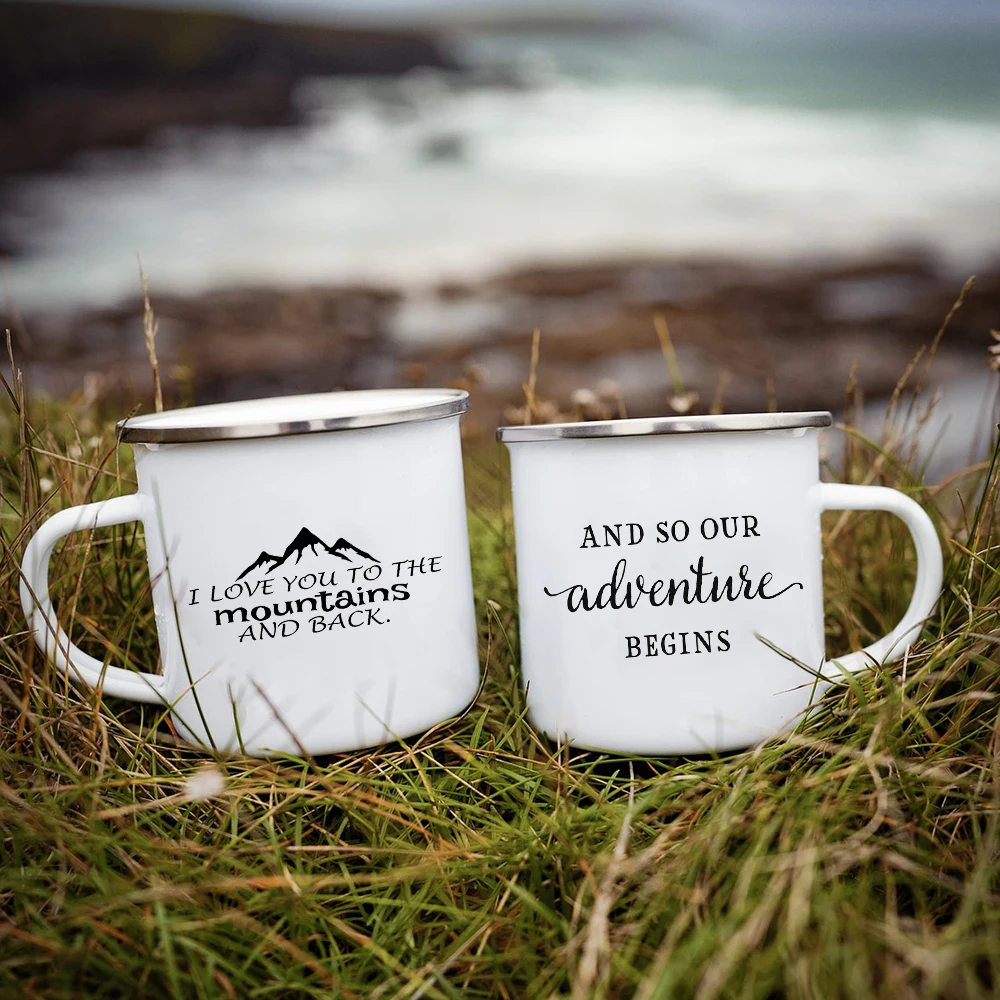 Enamel Mug Camping Enamel Cup I Love You To The Mountains And Back Camper Mug Couple Travel Adventure Present Valentine Gift