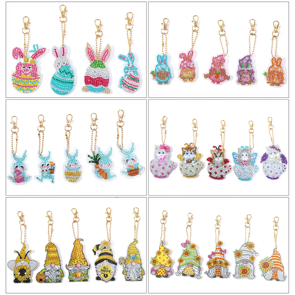 4/5 шт. сделай сам брелок с картиной из страз Пасхальный кролик бриллиантовая