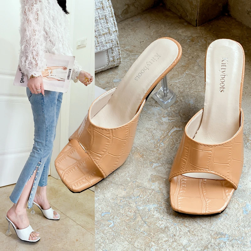 

Women's High-heeled Sandals 2022 Summer New Pointed Open Toe Mixed Colors Crystal Super High-heeled Sexy Shoes slippers women