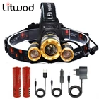 Налобный фонарь с регулируемым фокусом, 18650 лм, 1 * T6 и 2 * Q5