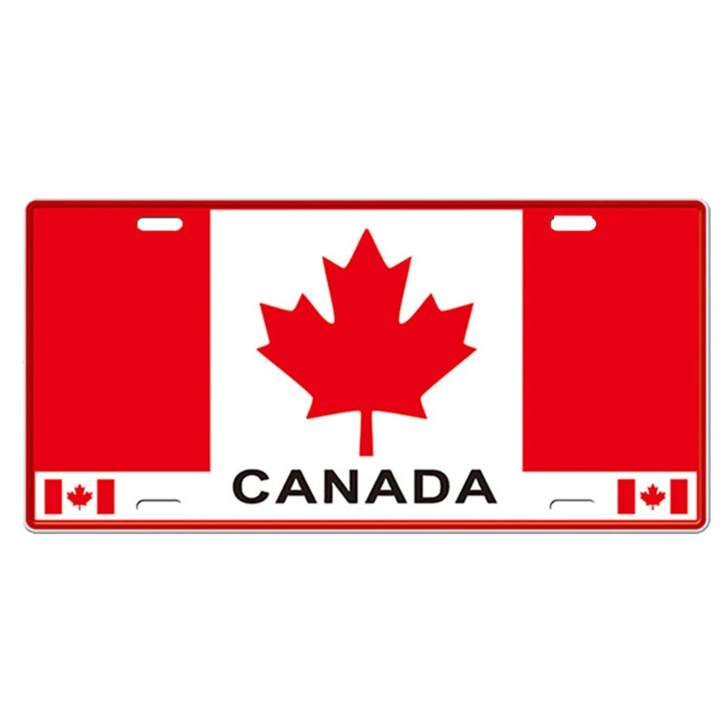 

Canada Australia UK US National Flag Tin Sign Shabby Retro Car Plate License Iron Painting Metal Plaques Wall Decor For Bar Pub