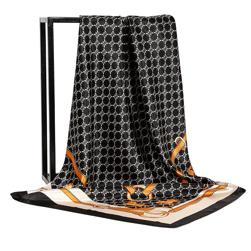 

Зимний квадратный головной убор 90x90 см, Осенний роскошный дизайн, мусульманские шали, модный солнцезащитный шарф с принтом, популярный стил...