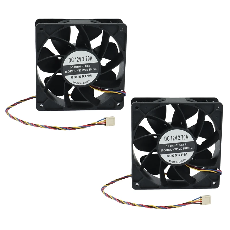 

2X 6000RPM 12V Cooling Fan for Bitmain Antminer S7/S9/T9/T9+/L3 /L3+/D3/A3 for WhatsMiner M1/M3/M3X