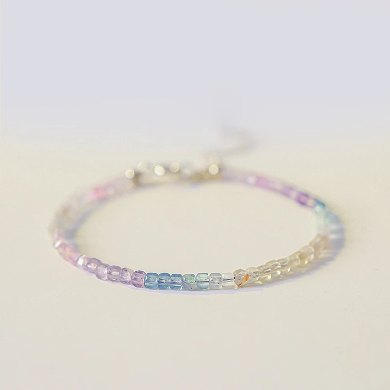 

2.5mm Natural Stone Fluorite Beads Bracelet Shiny Small Quartz Beads Bracelet Yoga Jewelry for Women