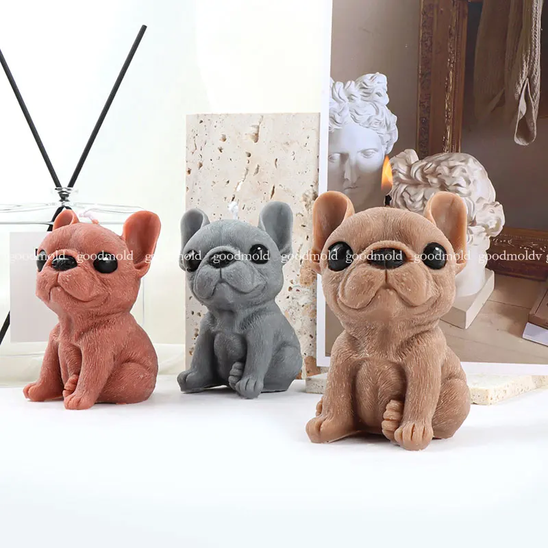 

Cute French Bulldog Silicone Molds 3D Pet Dog Chocolate Fondant Mould British Bulldog Animal Shape Soap Plaster Candle Mold