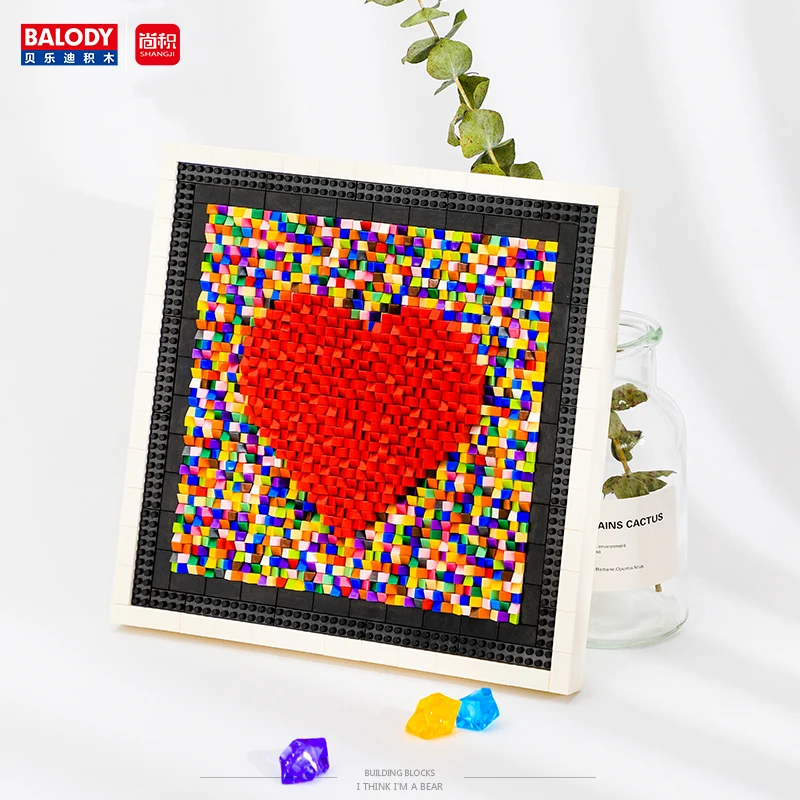 

Gift with Box Mini Diamond Building Block 3D DIY Assembly Love Picture Photo Frame Couple Memorial Gift Creative Brick Block Toy