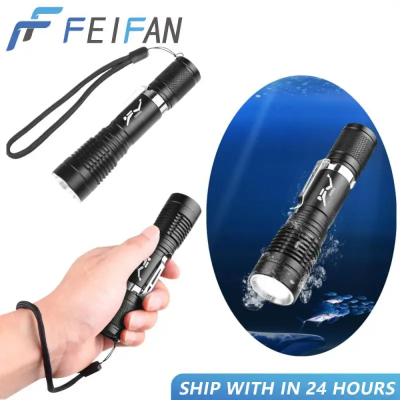

P20 5W LED Diving Flashlight Aluminum Alloy Scuba Diver Flashlight Pen Clip Mini Portable Waterproof IPX8 Underwater Torch