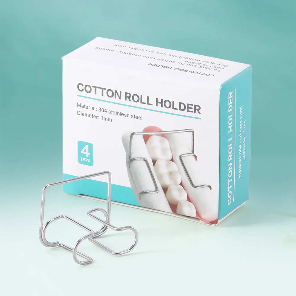 4pcs/Box Dental Cotton Roll Holder Clip Orthodontic Stainless Steel Tool Clinic Ortho Lab Supplies Cotton Holder Autoclavable