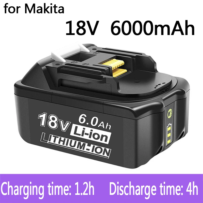 

100% Original 18V 6.0Ah Rechargeable Power Tools Battery 18V with LED Li-ion Replacement LXT BL1860B BL1860 BL1850