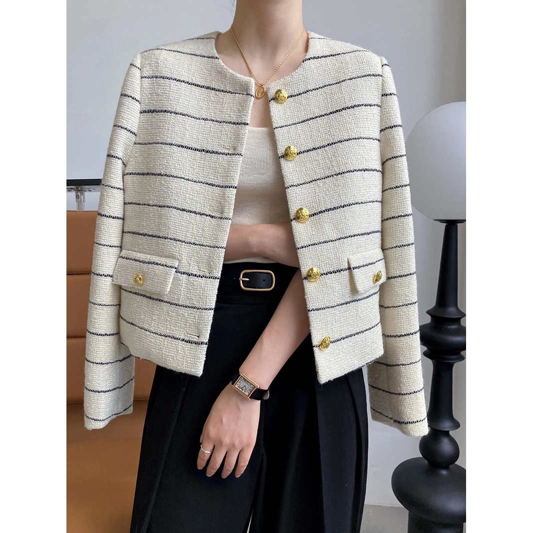 

Woman Striped Jackets Short Coat 2022 New In Fashion Elegant Women Jacket Top Y2K