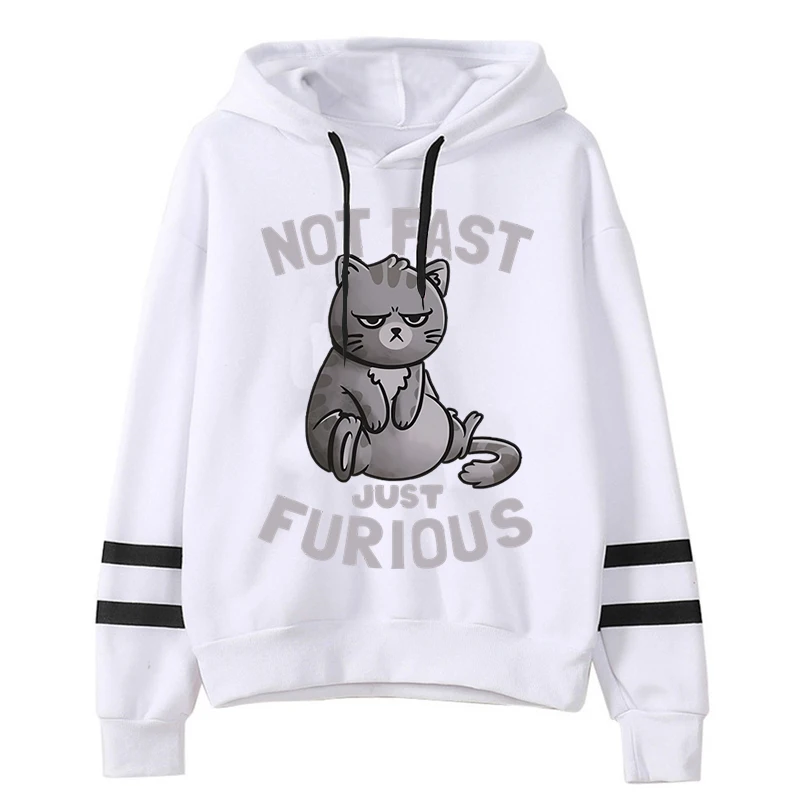 

Женский пуловер с капюшоном, свитер оверсайз с длинным рукавом и круглым вырезом, с принтом надписи Not Just Furious