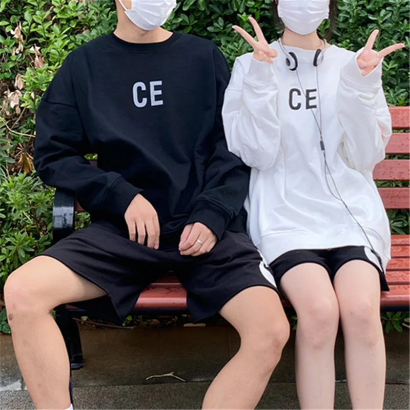 

CAVEMPT Basic Style Simplicity Letter CE Pure Cotton Crew Neck Long Sleeved Sweater For Men Women