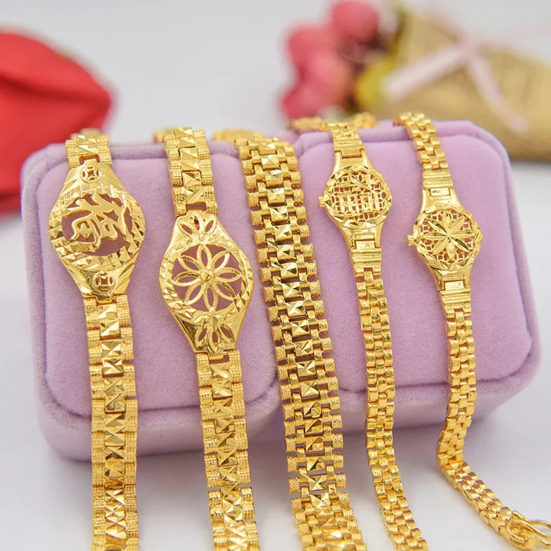 Оригинальный изысканный циферблат из чистого золота 14 к браслет для женщин