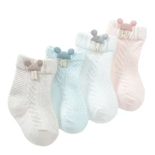 Носки для детей 0-3 лет, весна-лето, чистый хлопок, сетчатые дышащие милые принцессы для новорожденных, детские носки до щиколотки для маленьких девочек