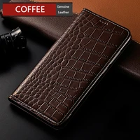 crocodile genuine leather case for tecno pop 5s 5c pro lte phantom x camon 18t pova neo ultimate magnetic flip leather cover