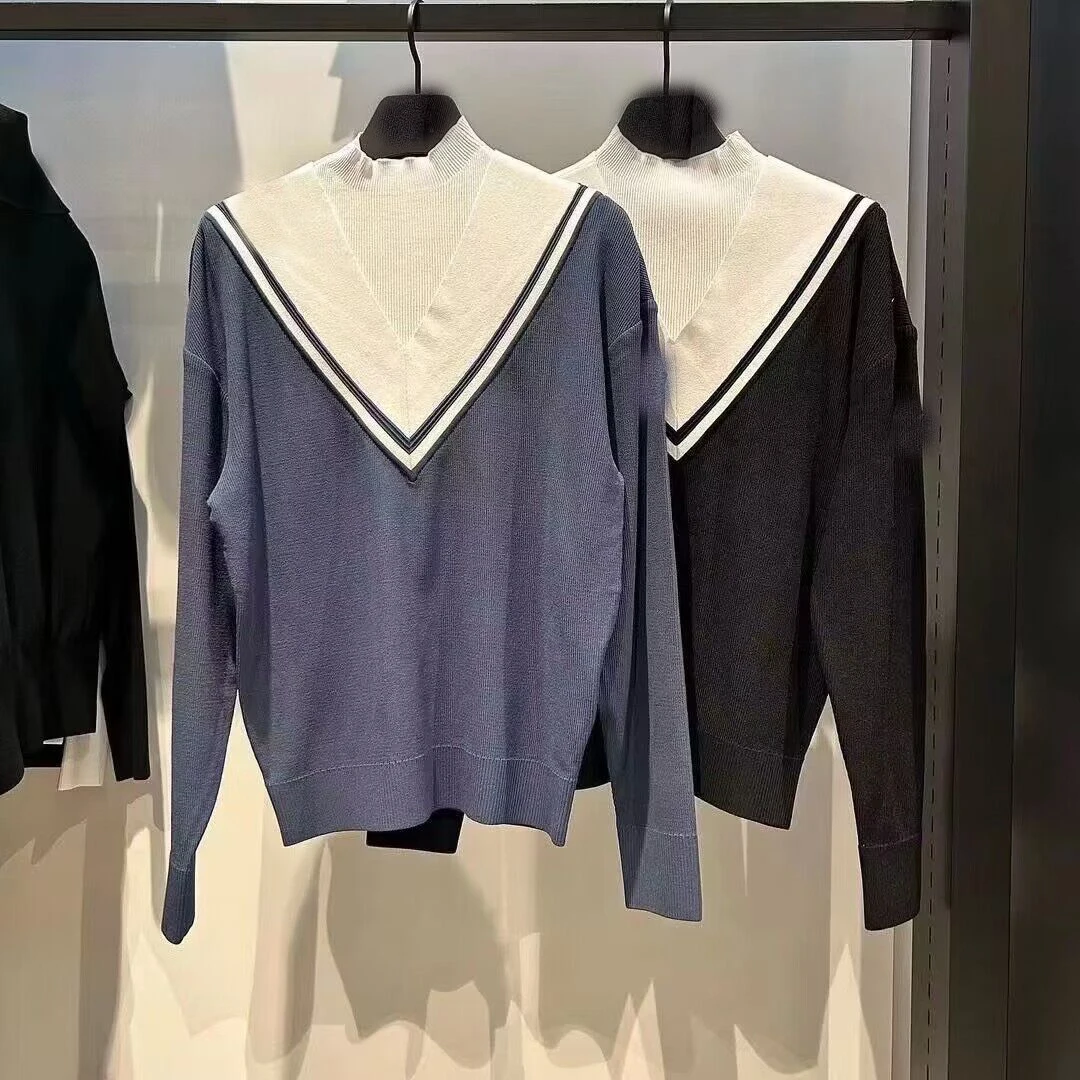 

Новая одежда для гольфа, Женское поло с длинным рукавом, вязаный пуловер, универсальный топ