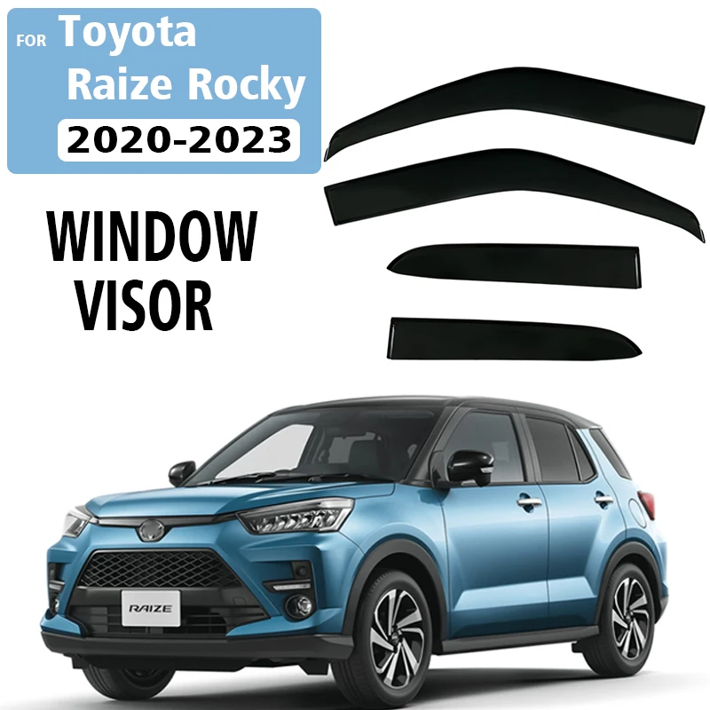 FOR Toyota Raize Rocky 2020-2023 Window Visors Rain Guard Windows Rain Cover Deflector Awning Shield Vent Guard Shade Cover Trim