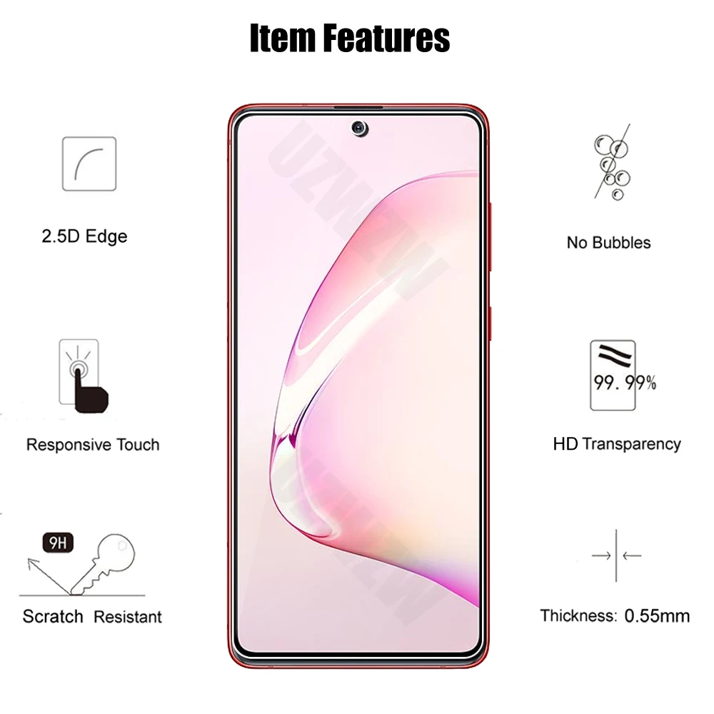 2pcs For Samsung Galaxy Note 10 Lite Tempered Glass Screen Protector Protective Guard Film HD Clear