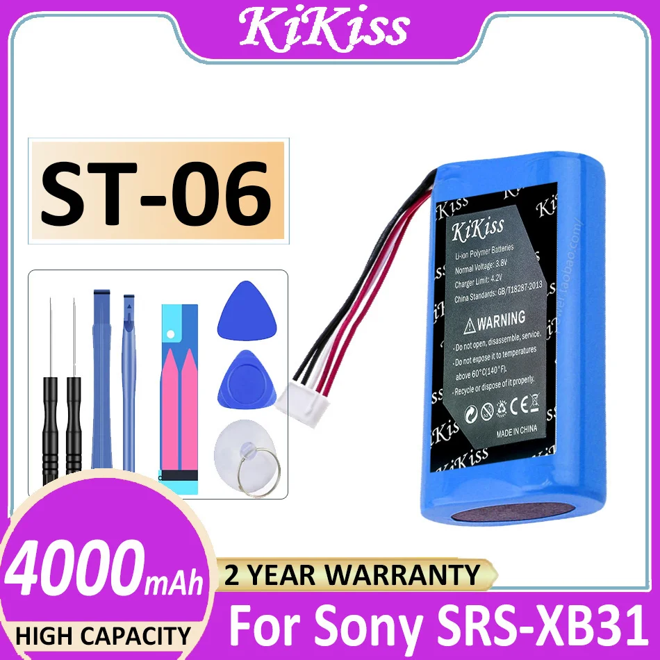 

Original KiKiss Battery ST-06 ST06 4000mAh For Sony SRS-XB31 Digital Bateria