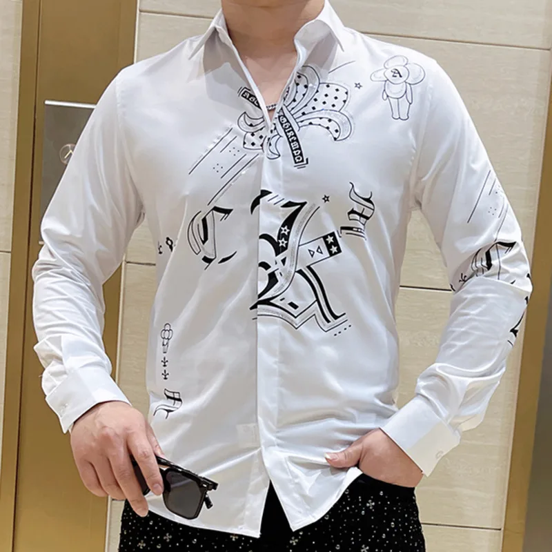 

Рубашка мужская с длинным рукавом, Свободная блуза, строчка, цвет черный