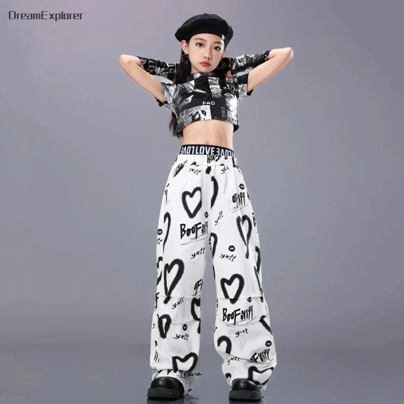 Детский крутой укороченный топ в стиле хип-хоп штаны для уличных танцев уличная